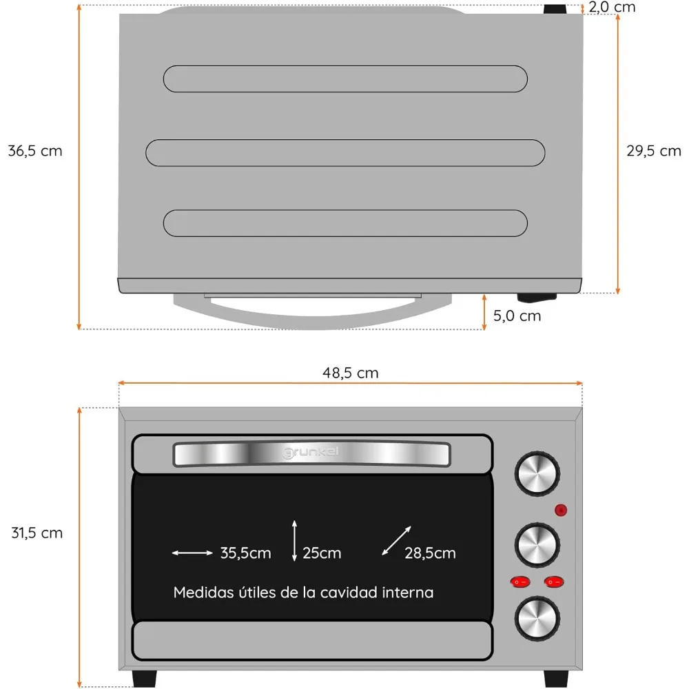 - فرن كهربائي متعدد الوظائف سعة 28 لترًا - ساعة - 28 فضي - مع 3 وظائف للحرارة، محدد درجة الحرارة حتى 230 درجة مئوية ومؤقت 60 درجة مئوية