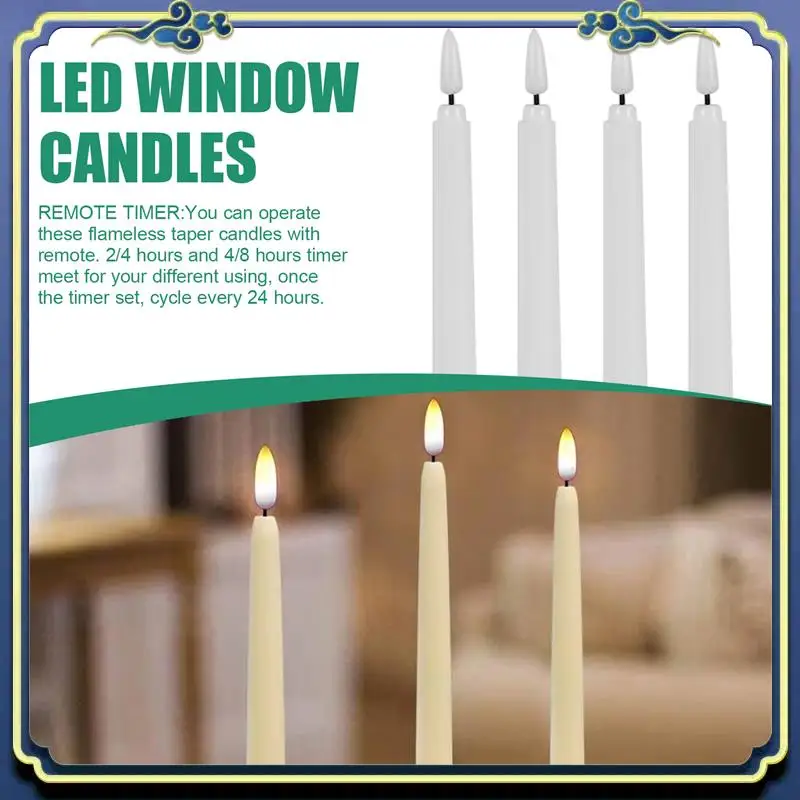 Latest 1Set Timer Battery Operated LED Taper Candles For Halloween,Wedding Decoration White