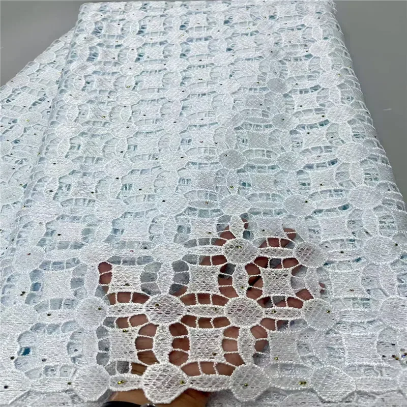 

5 Yard Pure Color soft water soluble French Guipure Lace African Tulle Cord Net Embroidered Fabric For Wedding Party 30L34204