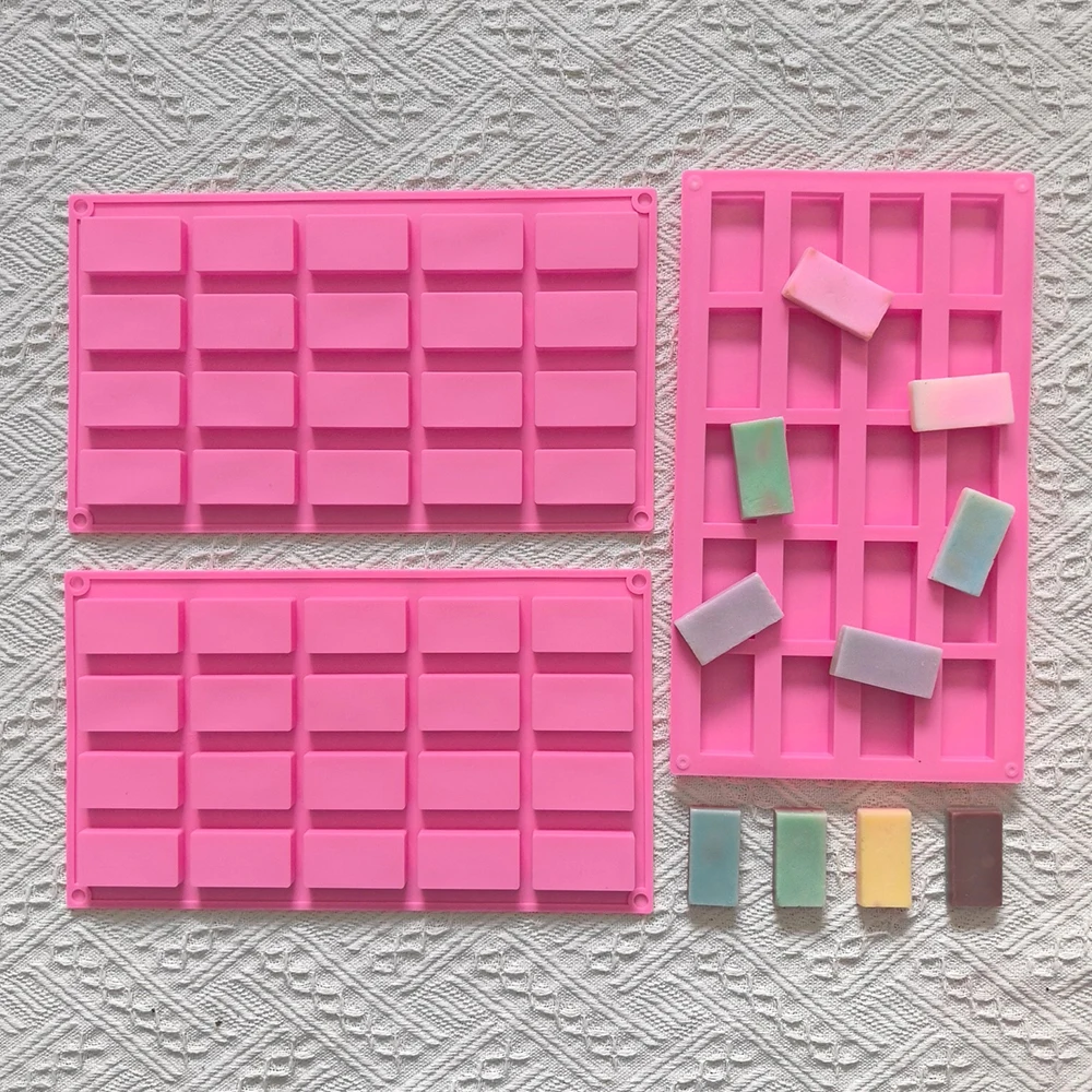 1 قطعة قالب سيليكون مستطيل 20 تجويف، يستخدم للشوكولاتة والحلويات والبسكويت وقوالب خبز غير لاصقة ذاتية الصنع