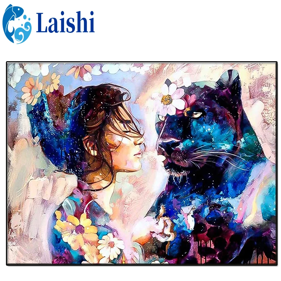 5D Diy Doodle fantasy woman and black panther Diamond Painting decor Full Square/Round Diamond HD Quality Handmade Products