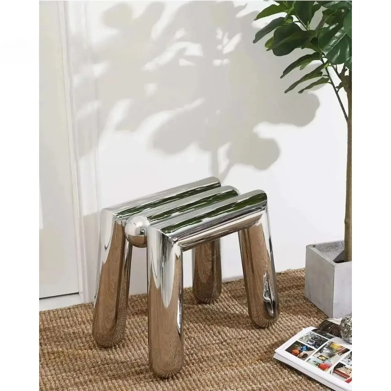 Metal Craft Stainless Steel Home Porch Shoe Bench Living Room Sofa Footstool Children's Low Stool Coffee Decorative Chairs