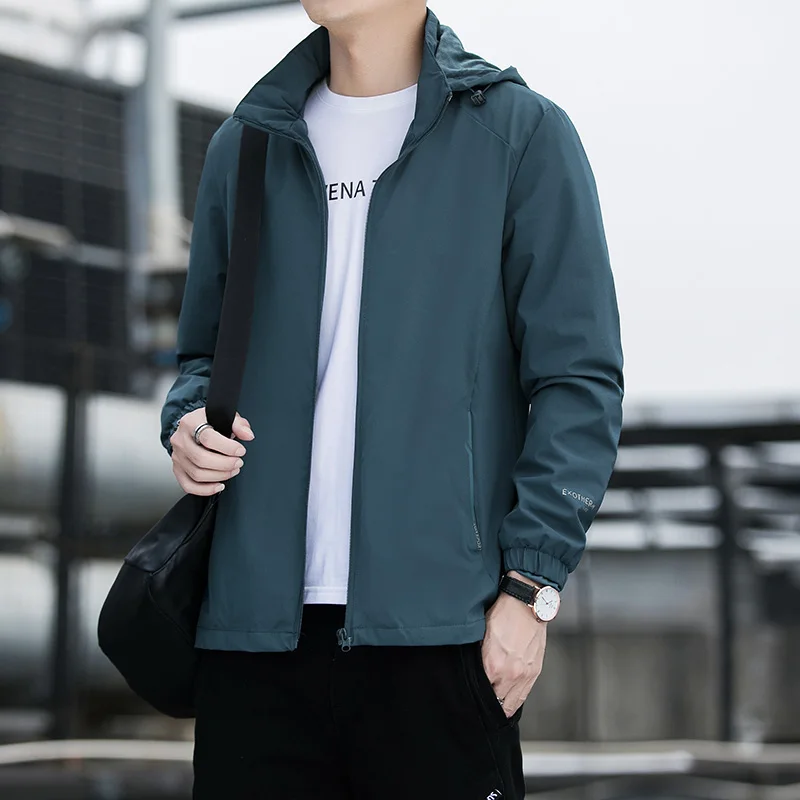 2024 Spring and Autumn Men's Jacket Detachable Hat Tactical Waterproof Bicycle Hooded Coat Casual Outdoor Men's windbreaker