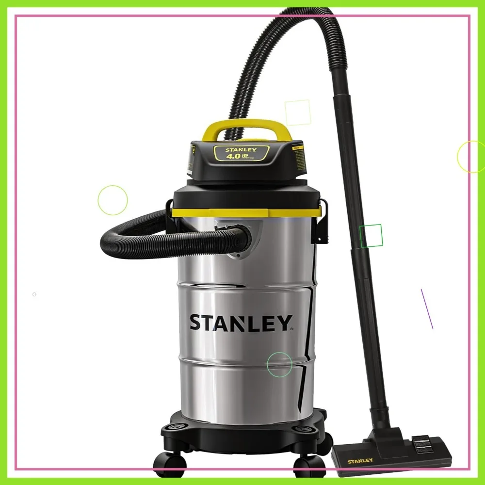 5 Gallon Wet Dry Vacuum Cleaner, 4HP Motor, Stainless Steel Tank, 85 CFM Airflow for Home Workshop Cleaning