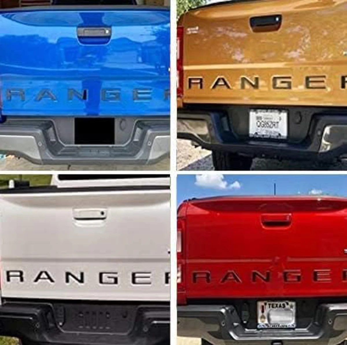 Insertos de puerta trasera de coche, emblemas traseros en relieve 3D, calcomanías adhesivas para Ford Ranger 2019 2020, accesorios de decoración de