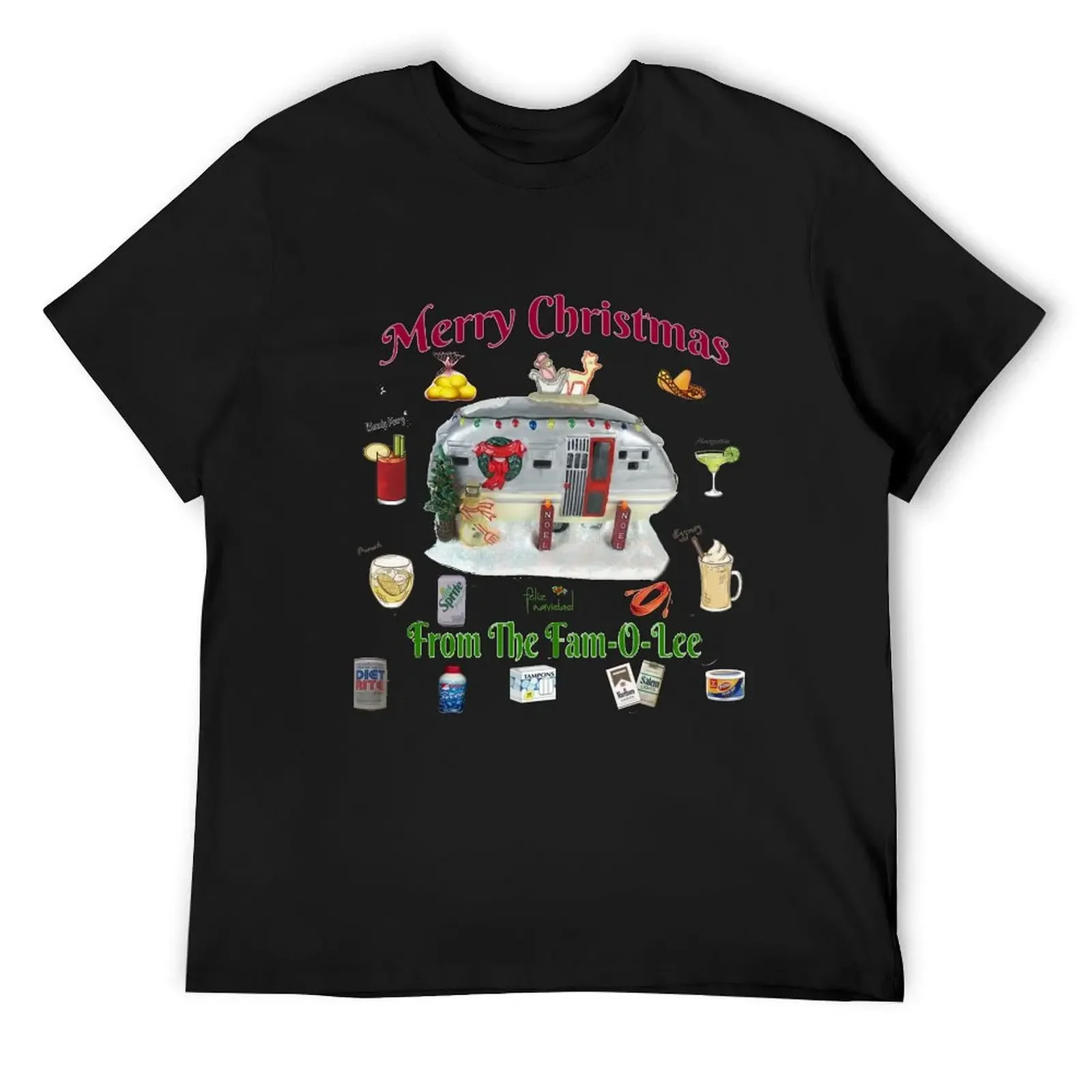 Merry Christmas From The Fam-O-Lee T-Shirt for a boy tops kawaii clothes Short sleeve tee anime shirts men