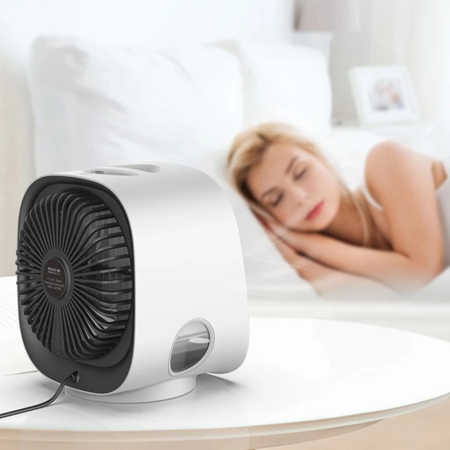 USB Mini Air Cooler Fan Raffreddamento ad aria Condizionatore con luce notturna Umidificazione portatile Desktop Air Cooler Multifunzione Estate