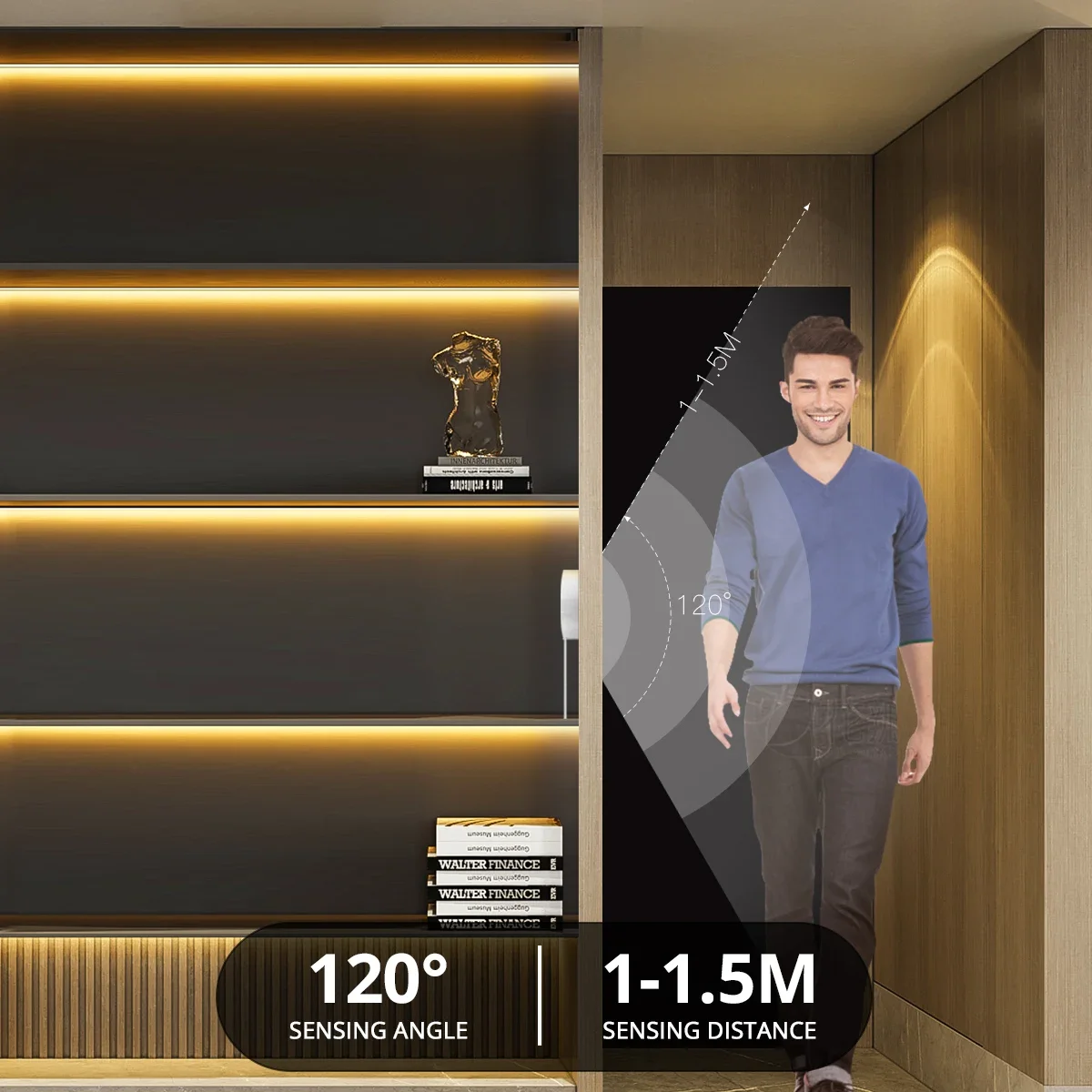 

Human Body Induction Motion Sensor Switch LED Controller for DC 12V LED Strip Light Radar Auto On Off Penetrating Wood/ Glass