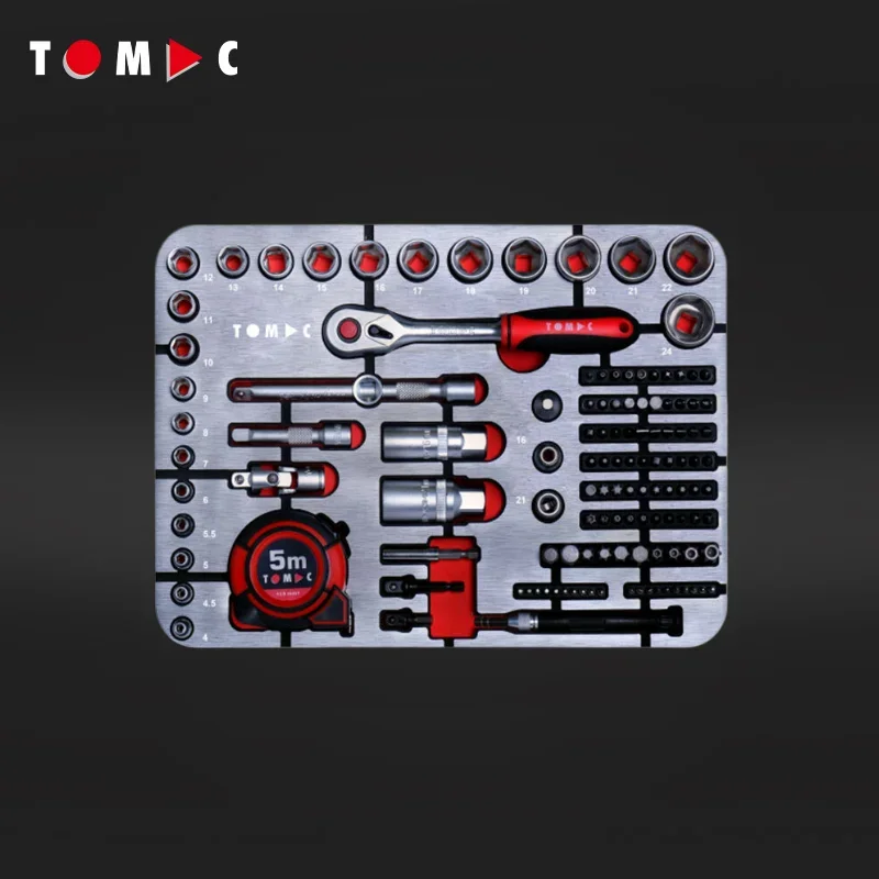 TOMAC Industrial Grade 180-Piece Professional Multi-use Universal Tool Kit Socket Tool Set With Alu Case