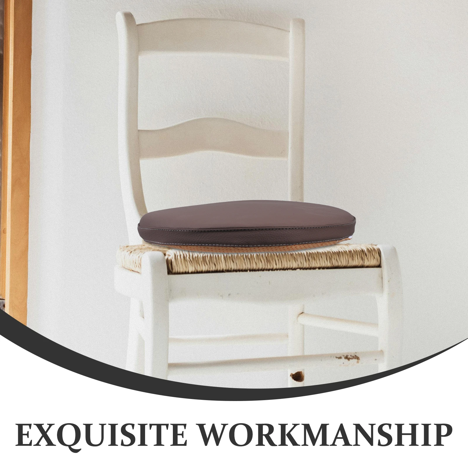 

Foam Seat Cushion Round PU Dining Chair Pad Non-Slip Comfortable for Long Sitting Window Stool Indoor Outdoor White