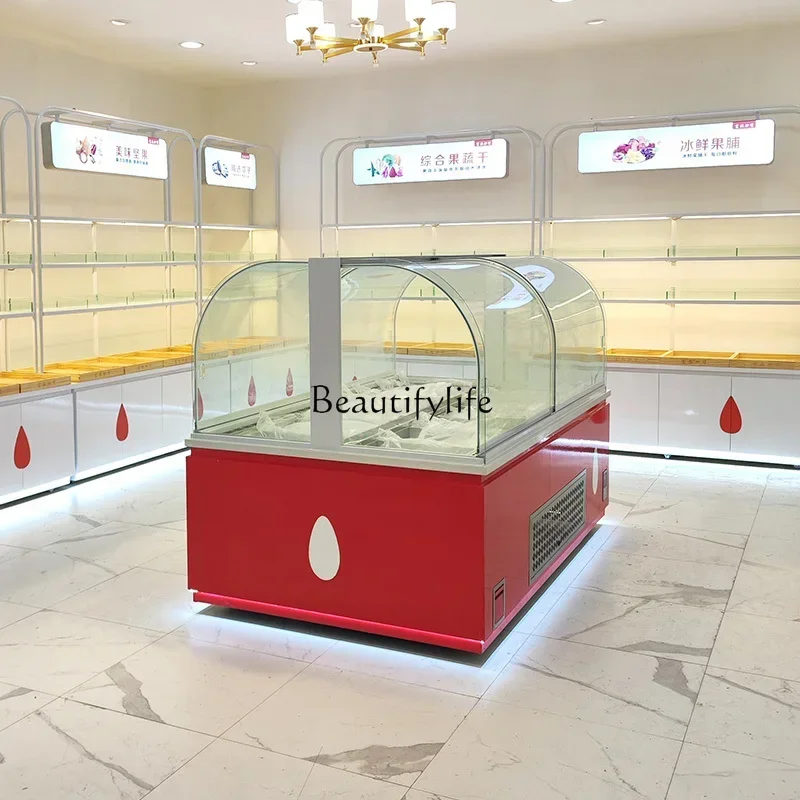 

FGPreserved Fruits Refrigerated Display Cabinet Snack Shelf Dried Fruit Curved Middle Island Cabinet