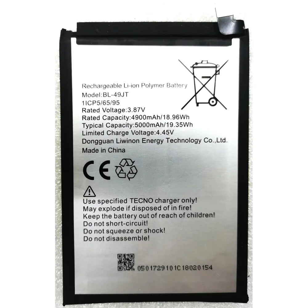 New BL-49JT Battery for Tecno Camon 17Pro CG8 18P CH7 Spark 8Pro Mobile Phone