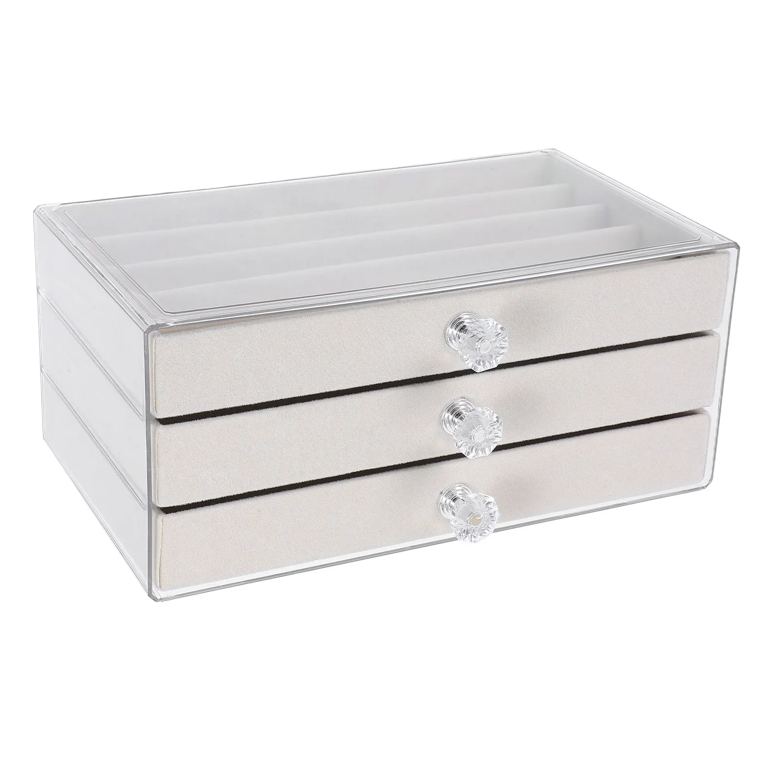 

Jewelry Organizer Drawer Storage Box Dustproof Case for Necklaces Bracelets Pearls Beads Decorative Vanity Tray