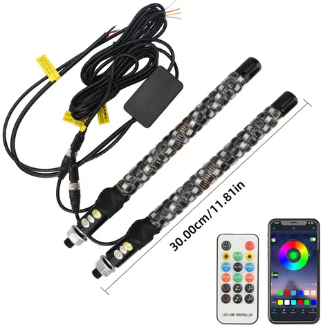 Светодиодная RGB-подсветка 2 Фута Для Антенны Квадроцикла, UTV, Polaris RZR, Внедорожного Грузовика, Багги, Флагштока