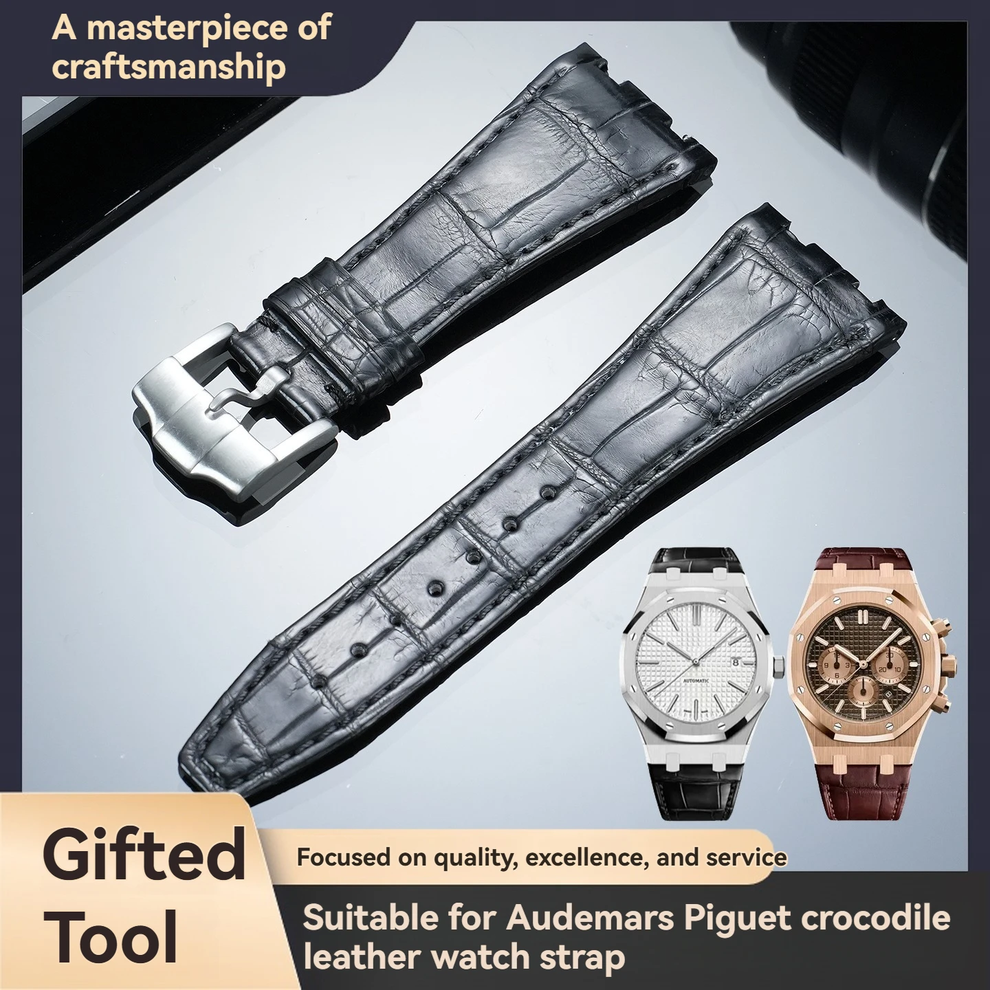 For Audemars Piguet Royal Oak Offshore crocodile leather straps, 26/28mm, multiple sizes: 15710, 15703, 26470, 15510, 26240