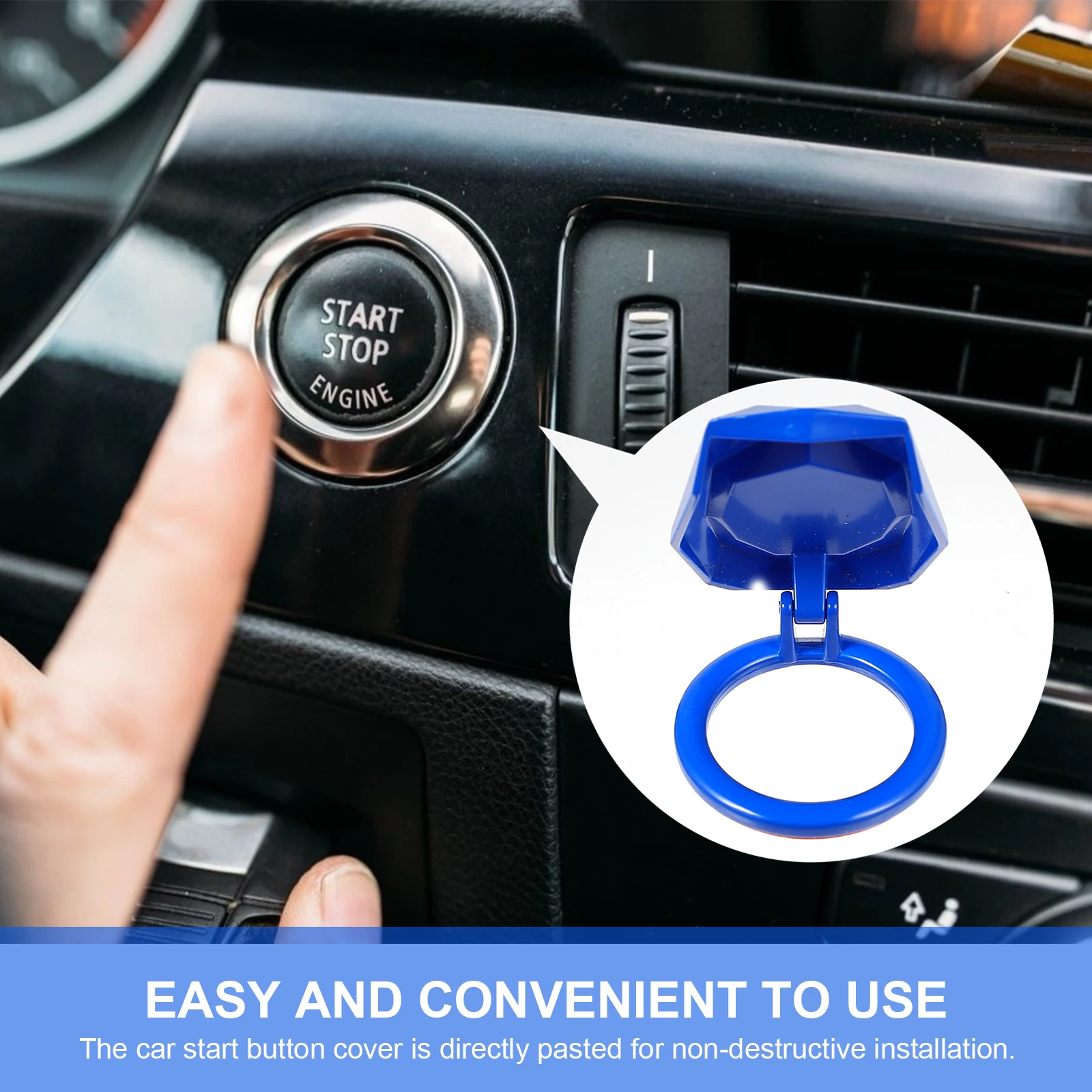 

One-Button Engine Start Stop Button Cover Car Interior Protective Cap Scratch Prevention Durable Auto Ignition Decoration Cover