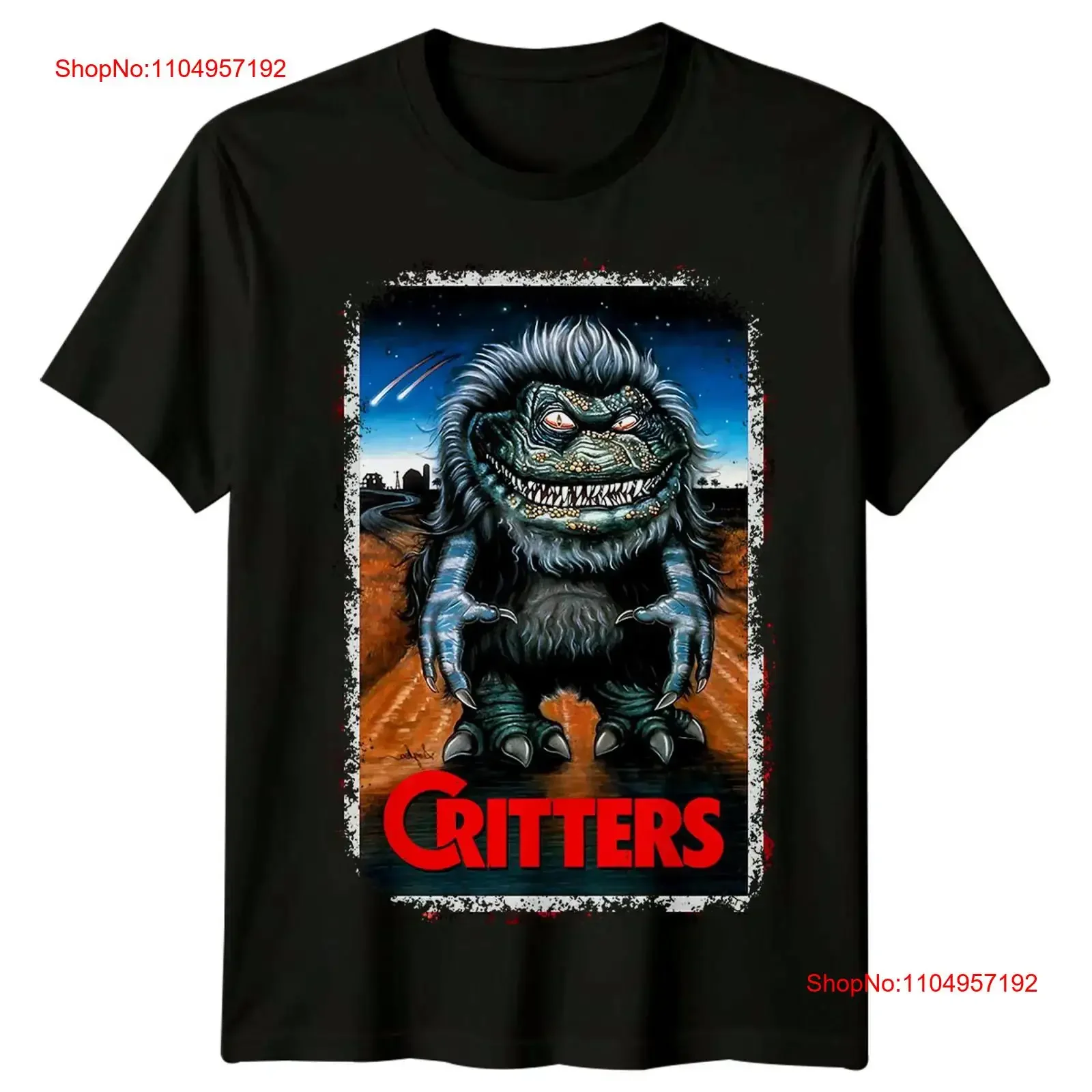 

Футболка с постером фильма Critters 1986, в стиле ретро, винтажная стираная модная футболка 80-х годов с графикой, стильная, слегка универсальная, повседневная, унисекс