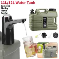 Tanque de agua grande para exteriores, contenedor de agua con grifo y bomba de agua eléctrica recargable por USB, para acampar y pescar, 11L/12L