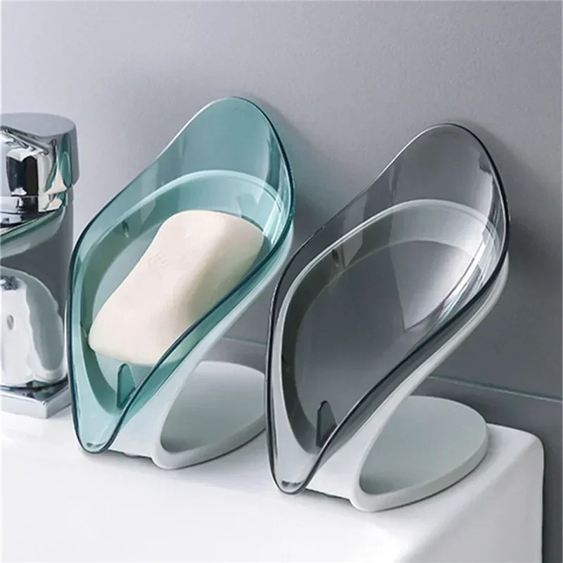 Transparent Leaf Soap Box Upgrade Household Bathroom Drain Soap Box Non Water Accumulation Non Perforated Plastic Soap Tray