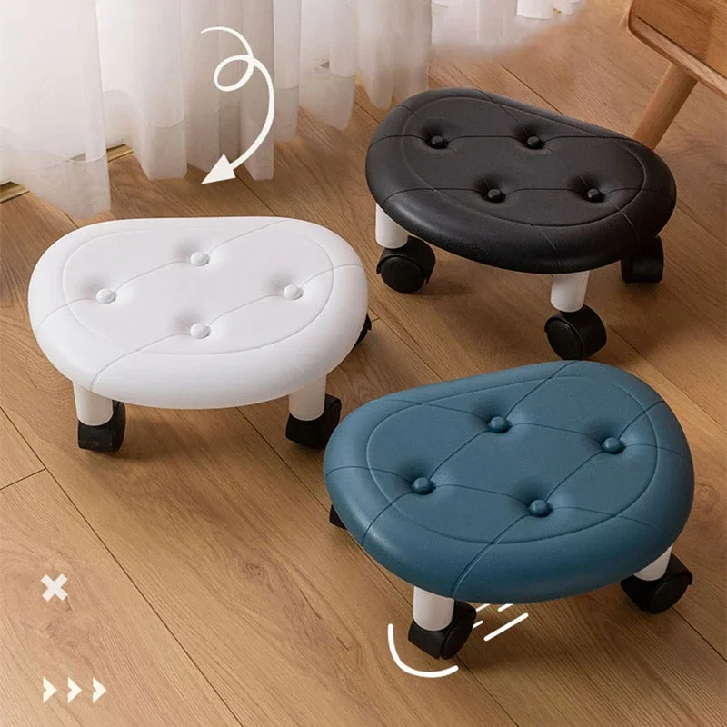 

Mini Lightweight Portable Movable Small Bench with Wheel for Livingroom Entrance Footrest Chair Mother's Practical Gifts Ottoman