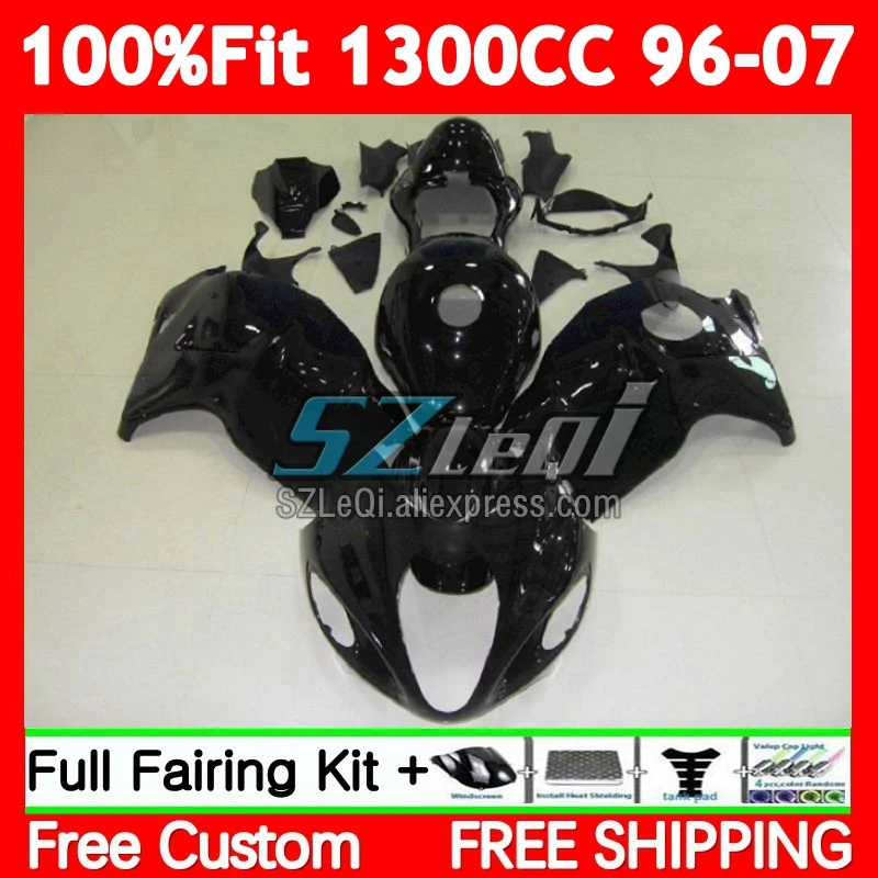 Injection For SUZUKI Hayabusa GSXR 1300 Gloss black CC GSXR-1300 86No.18 GSXR1300 96 97 98 99 00 01 02 03 04 05 06 07 Fairings