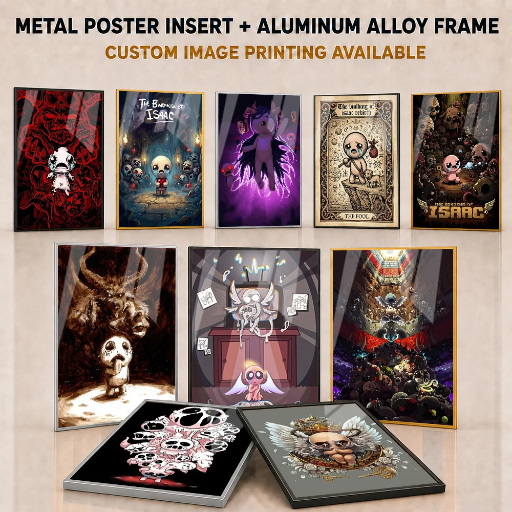 The Binding Of Isaac Framed Metal Posters Personalized Photo Gaming Inspired Wall Art For Entertainment Room And Home Office