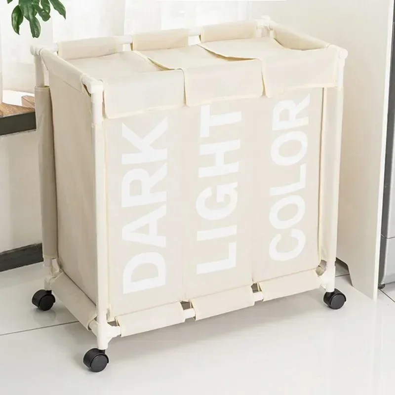 Bags Storage Large Box Rolling For Basket Bin Clothes On Waterproof Hamper Organizer 3 Wheels Grid Dirty Laundry