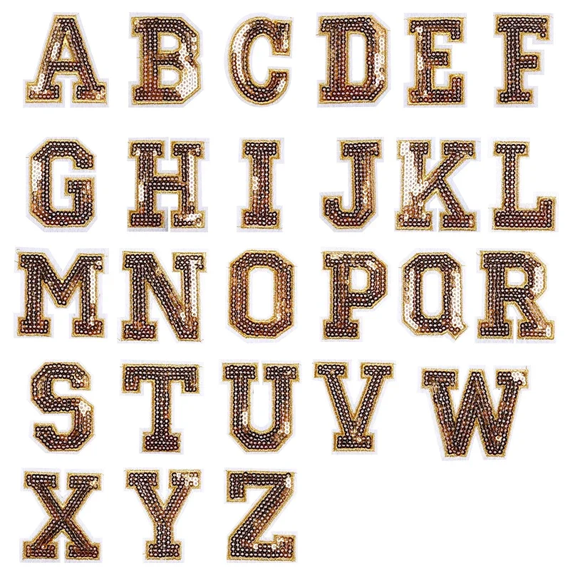 

New 26PCS Fashion A-Z Sequins English Letter Embroidery Patch For Clothing Hat Shose Sew DIY
