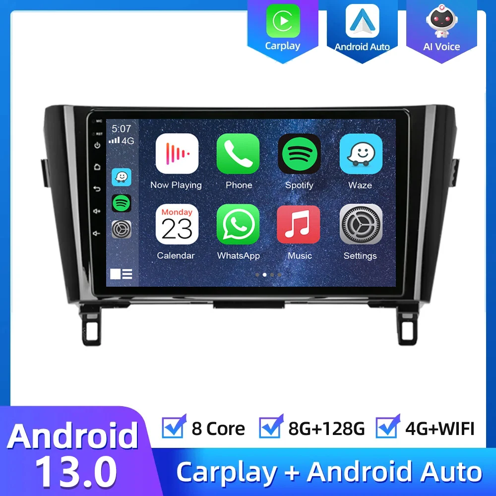 

Автомагнитола на Android 13 для Nissan Qashqai 2 J11 X-Trail 3 Rogue T32 2013-2017 мультимедийный плеер Carplay Автомагнитола стерео