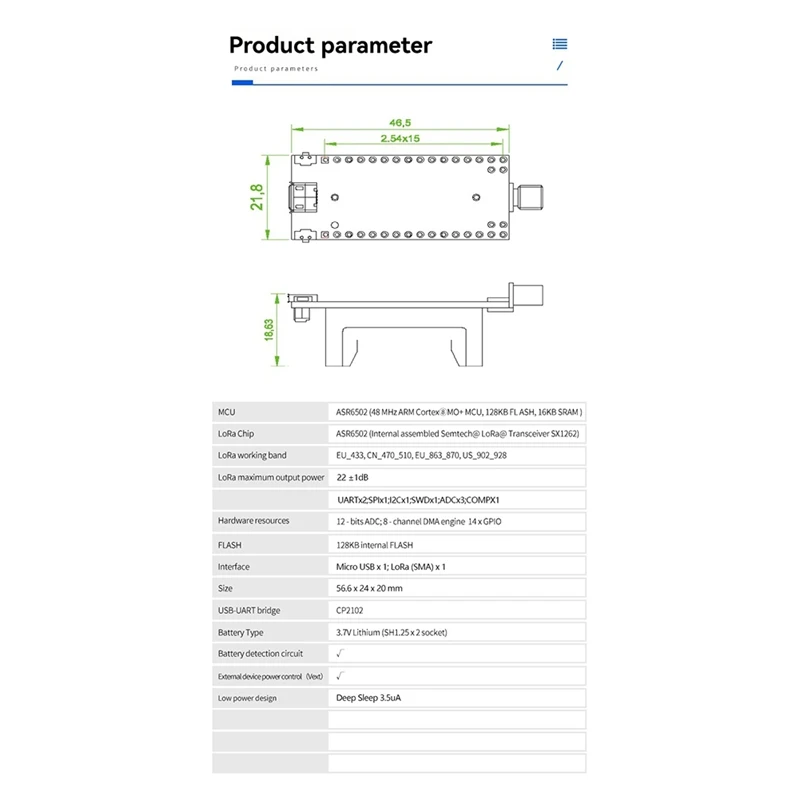 Acessório Cubecell Lora Node ASR6502 IOT com antena, caixa de bateria 1/2AA, para aplicações Arduino Lorawan, entrega em 24 horas