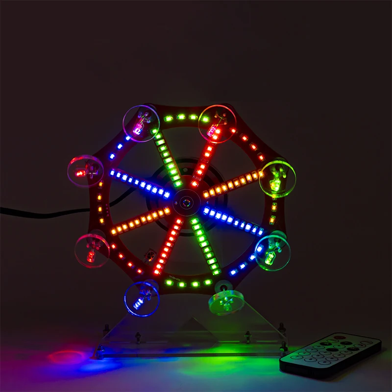 Multi-colour Electric Ferris Wheel Electronic DIY Soldering Kit Fun Creative LED Lights Microcontroller Making Model Loose Parts