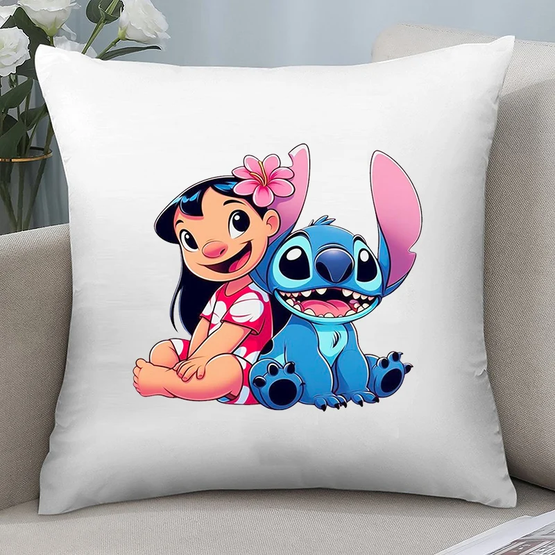 Poszewki na poduszki Disney Poszewka na poduszkę Cartoon Stitch Bed Sofa Boys Kids Girls Gift 45X45 Kawaii Lovely Home Decor Sweet Cute Anime