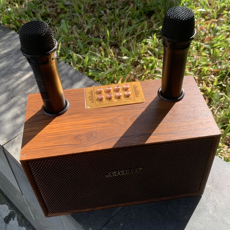 

25W High Quality Portable Speaker Karaoke Speakers with Wireless 2 Microphones Karaoke Speaker Blue Tooth Outdoor Party Camping