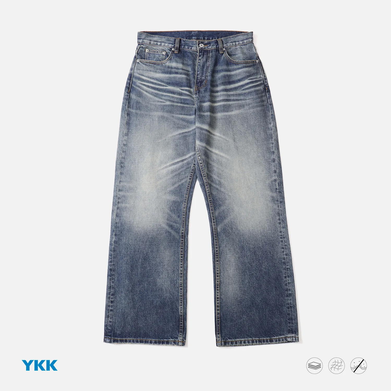 

Винтажные свободные джинсы прямого кроя A-силуэта, темно-синие, мужские повседневные брюки, джинсы из денима стандартного кроя для подростков