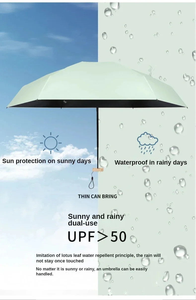 Mini-Sonnenschirm, kleiner Taschenschirm, Vinyl-Faltschirm, UV-Schutz, Sonnenschutz, Taschenparasol, Kapselschirm – Detail 5
