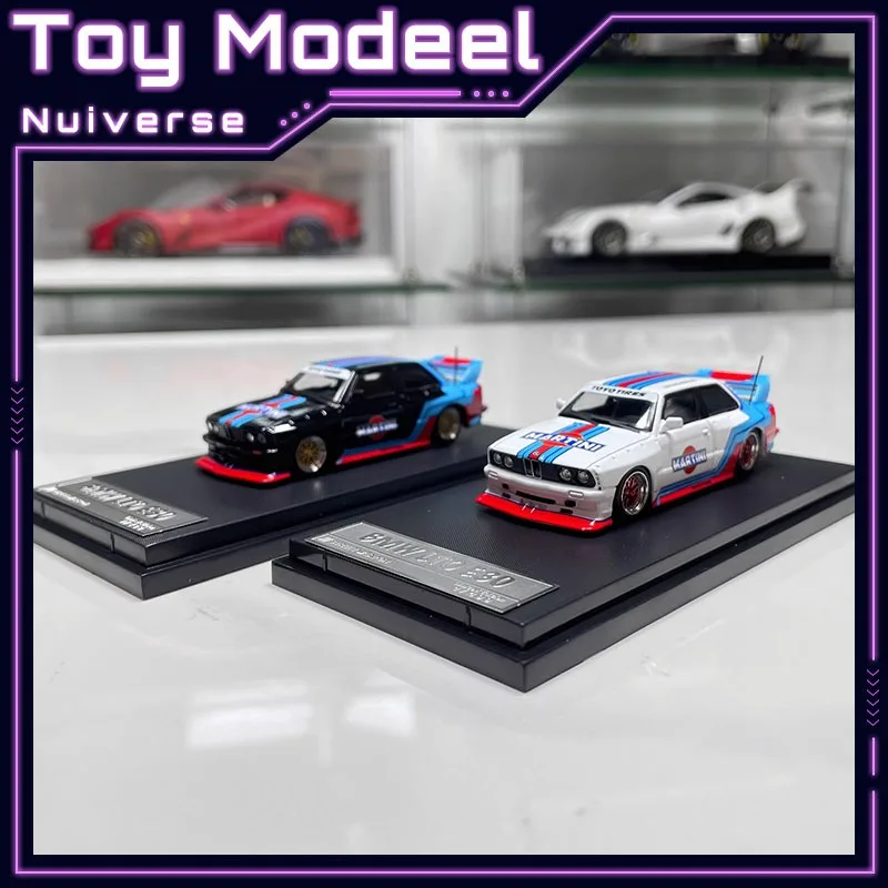 SW 1:64 BMW M3 E30 Street Martini Racing Simulation Diecast Alloy Collectible Car Model Toy Vehicle Display Perfect Gift Kids