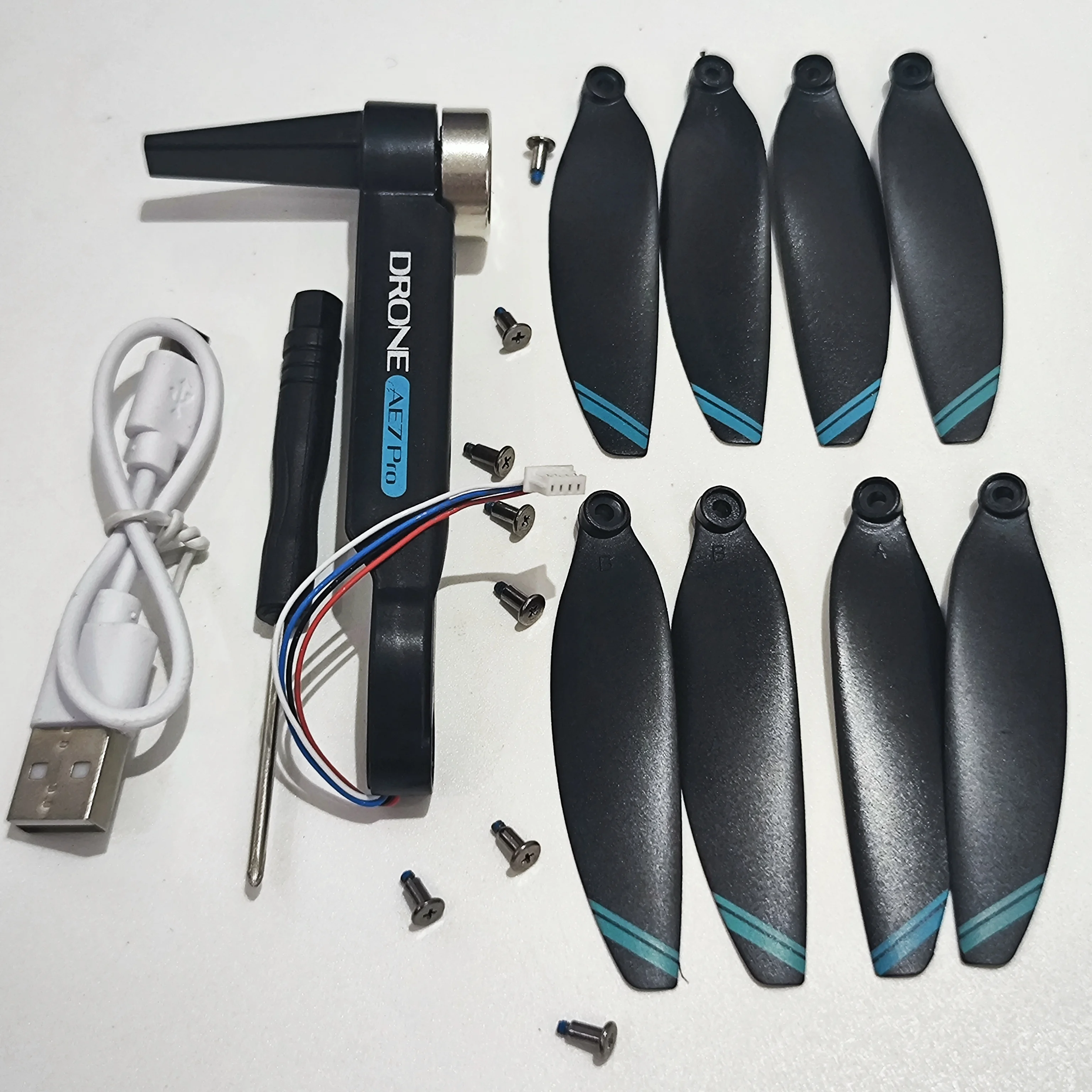 

AE7Pro Drone Brushless Motor Front Arm B With Blade Propeller 8PCS USB Charging Wire Screwdriver for AE7 PRO Drone Original Part