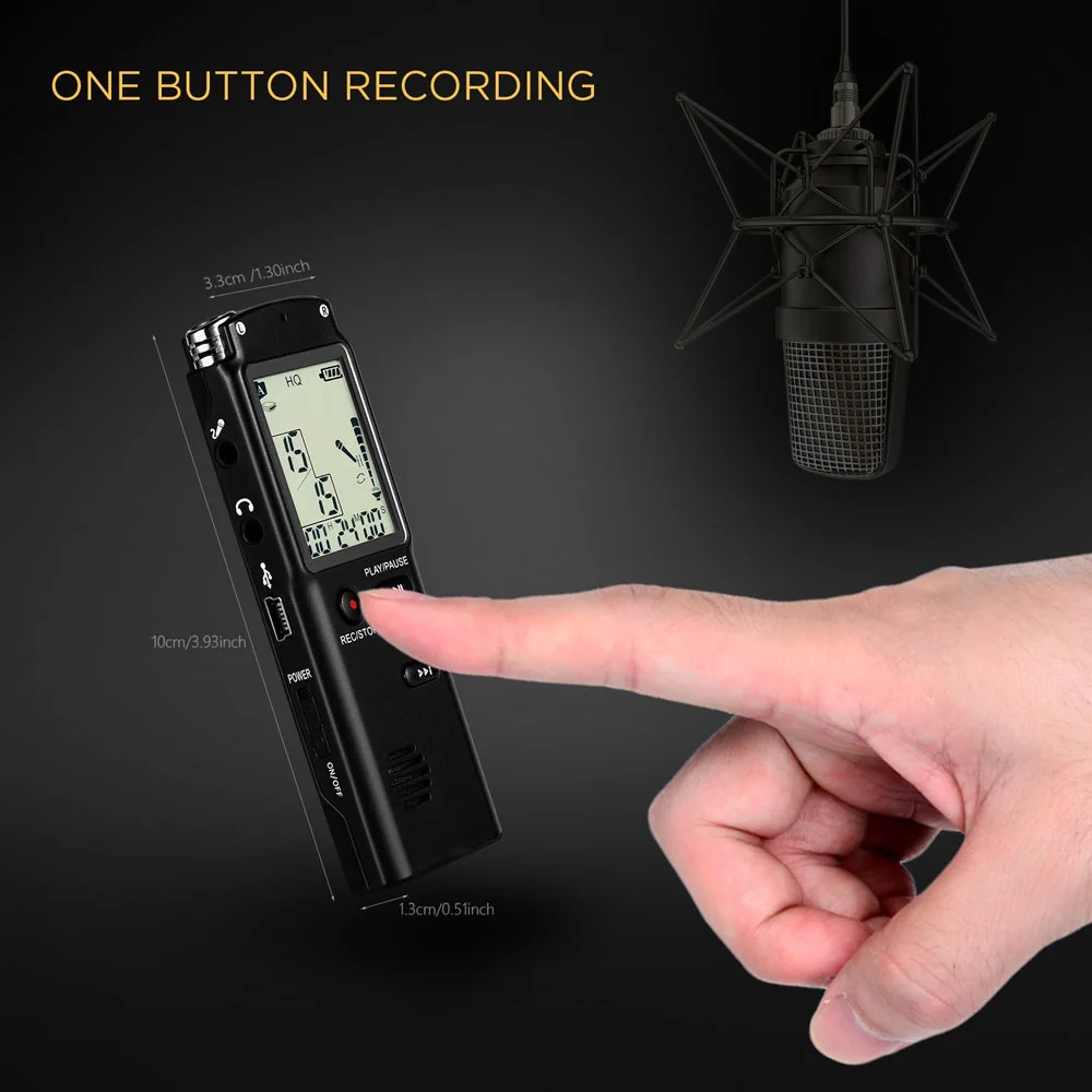 Digital Audio Voice Recorder 16GB/32GB/64GB High-Quality Intelligent Noise Reduction Recording Real Time Display with MP3 Player