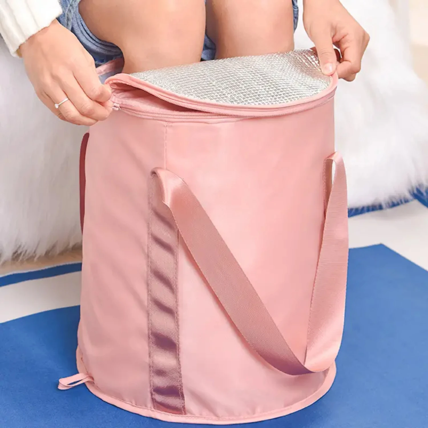 1pc Household Foot Bucket, Portable Travel Insulation Foot Bath, Foldable Foot Bucket With Cover Foot Bag, 36*30cm/14.2*11.8in