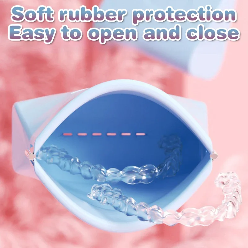 1 قطعة سيليكون الأسنان كاذبة واقية علبة أسنان صندوق تنفيس ثقوب صندوق أسنان الأسنان ​ حقيبة تخزين التجنيب على دعامات الأسنان