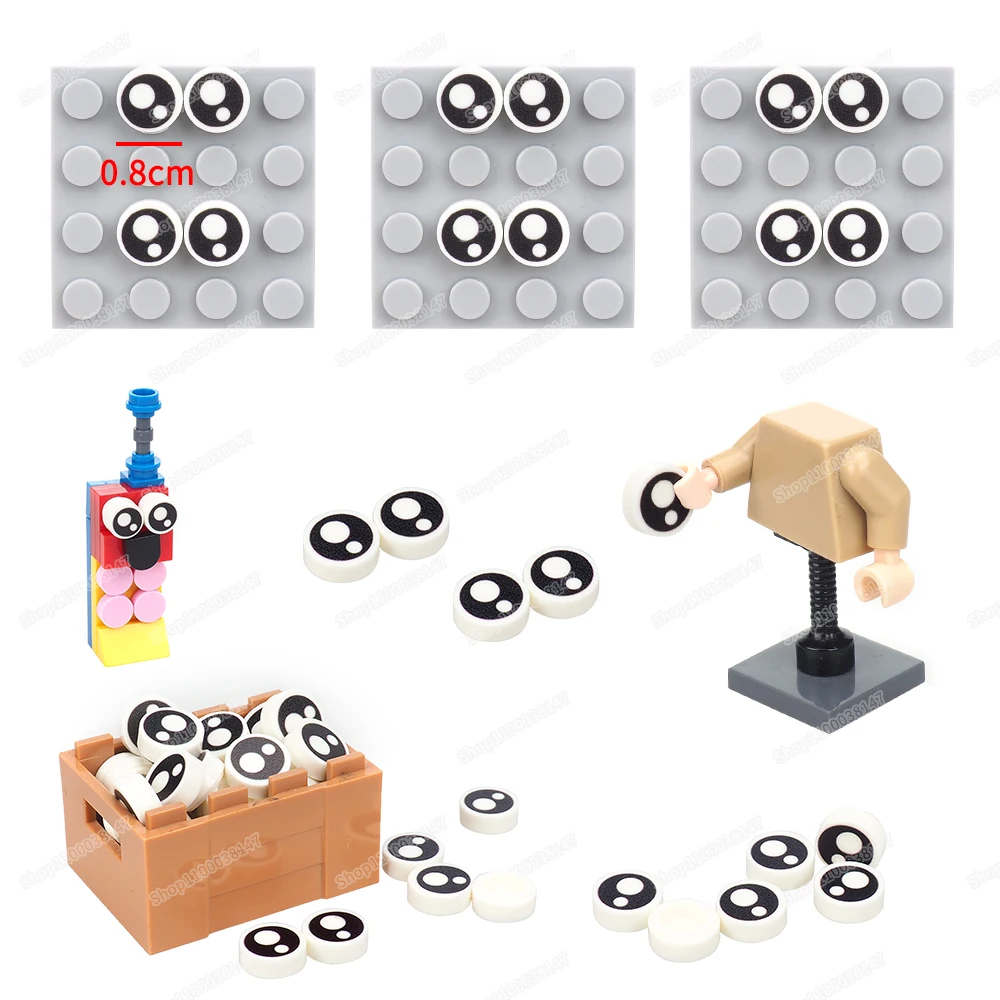 98138 Round 1x1 Dots Black Eye Double White Dot Pupil Printed Pattern Building Block Figures Scenes Eye Match Model Gift Diy Toy