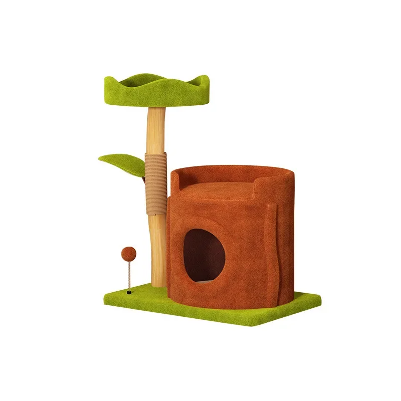 

Cat climbing frame Solid wood small cat nest Cat tree integrated household tree hole Nest covers a four-season universal sisal c