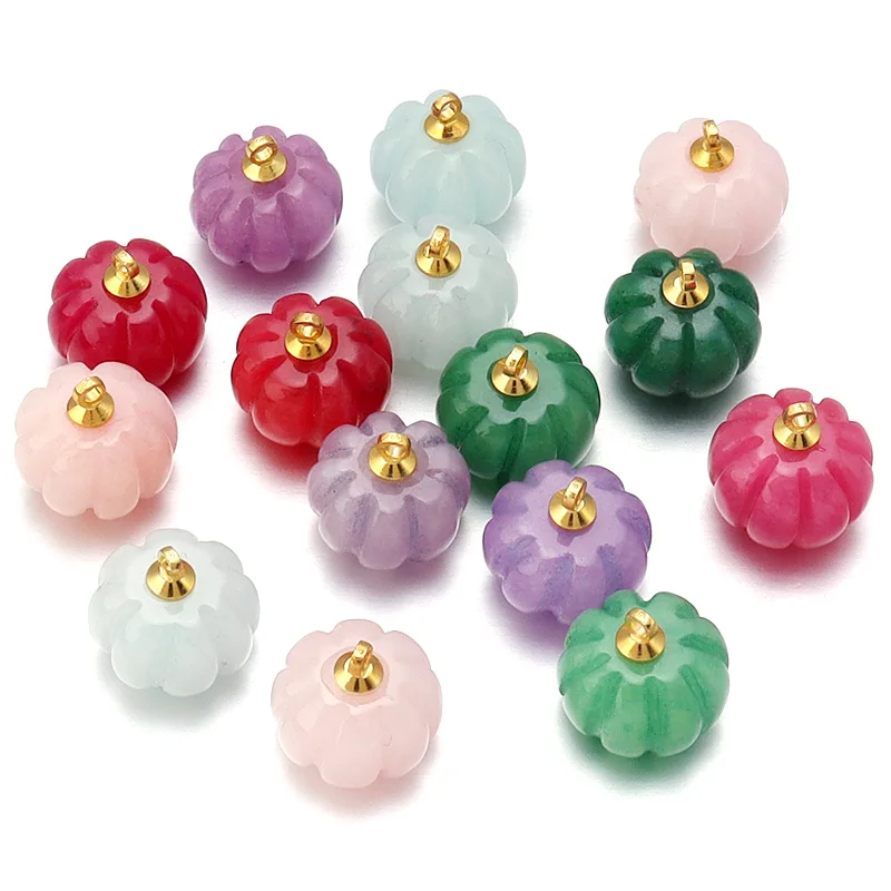 5Pcs/Lot Stone Pendant Colorful Pumpkin Shape Multi Size Pendant Diy Charm Earrings Necklace Jewelry Hole Size 1.7mm