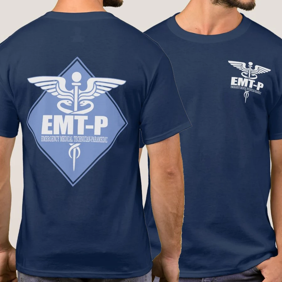 Novel Caduceus EMT-P Medical Paramedics Gift T Shirt. High Quality Cotton, Large Sizes, Breathable Top, Loose Casual T-shirt