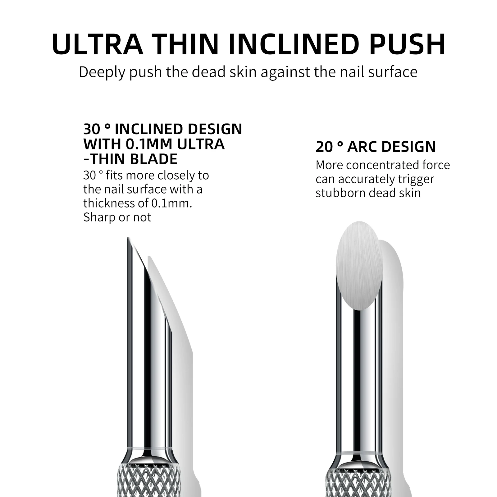 양면 원형 경 사진 헤드 큐티클 푸셔 리무버 스테인레스 스틸 손톱 파일 매니큐어 스틱 도구 네일 아트 도구 하이 엔드