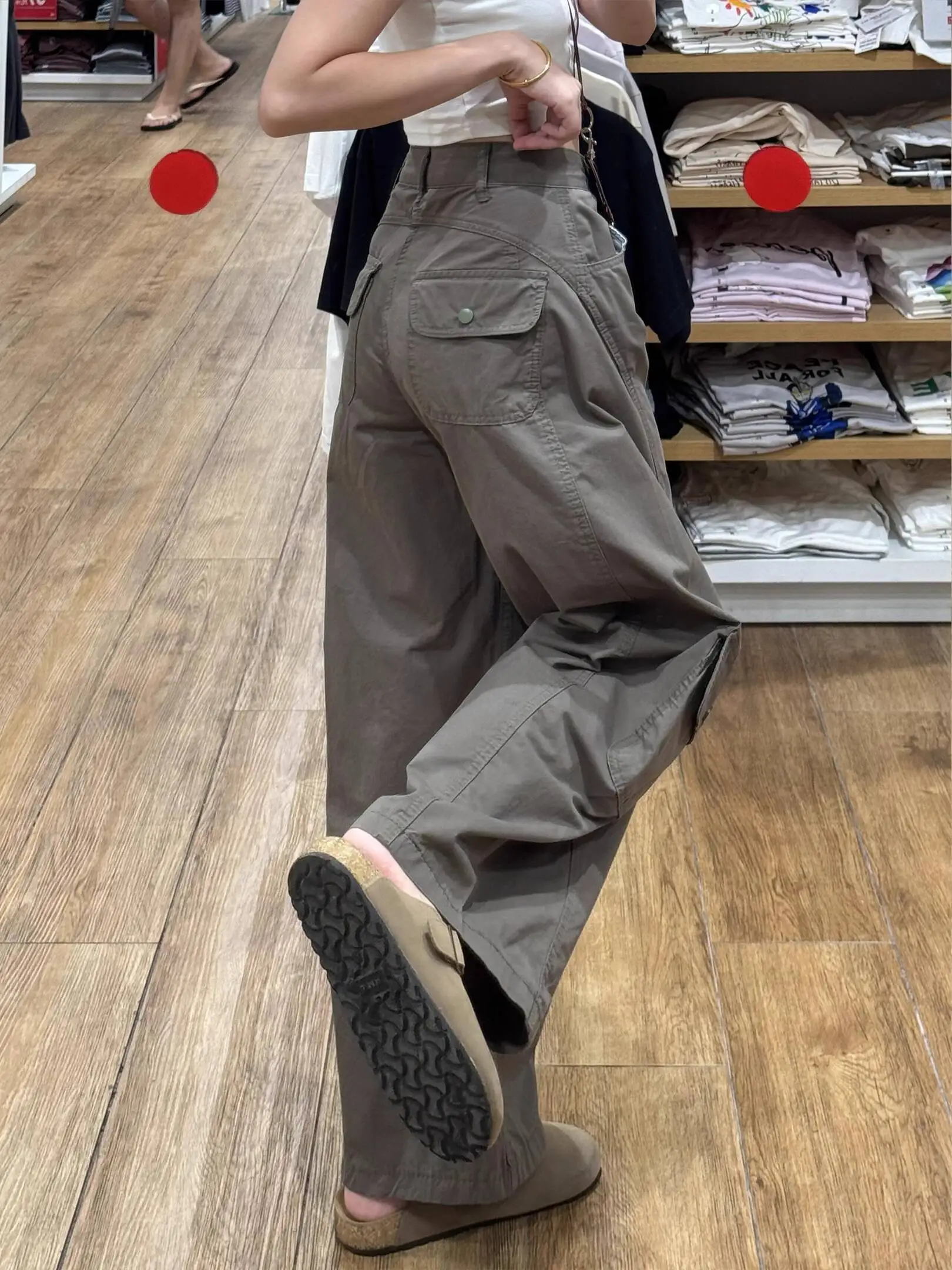 Casual broek voor dames 2025, herfst nieuwe vintage cargo-jeans, plus maat, hoog getailleerde afslankende rechte broek met wijde pijpen