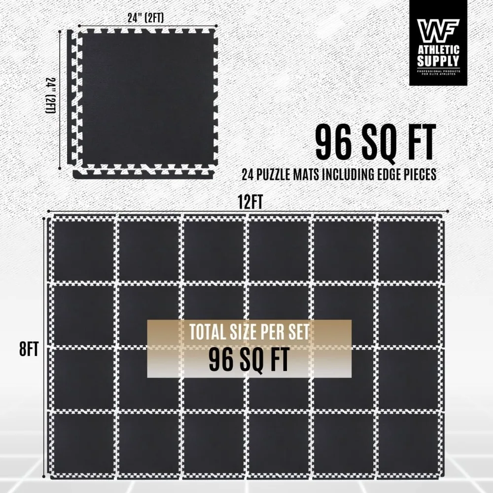 Azulejos de piso de espuma EVA com tampo preto, tapetes de textura de tapete intertravados de 24 polegadas x 24 polegadas