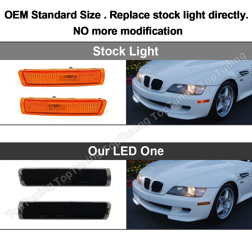 2 peças para bmw z3 roadster m coupe 1997-2002 roadster conversível 2 portas 1996-2002 led lâmpada marcador lateral frontal luz para-choque