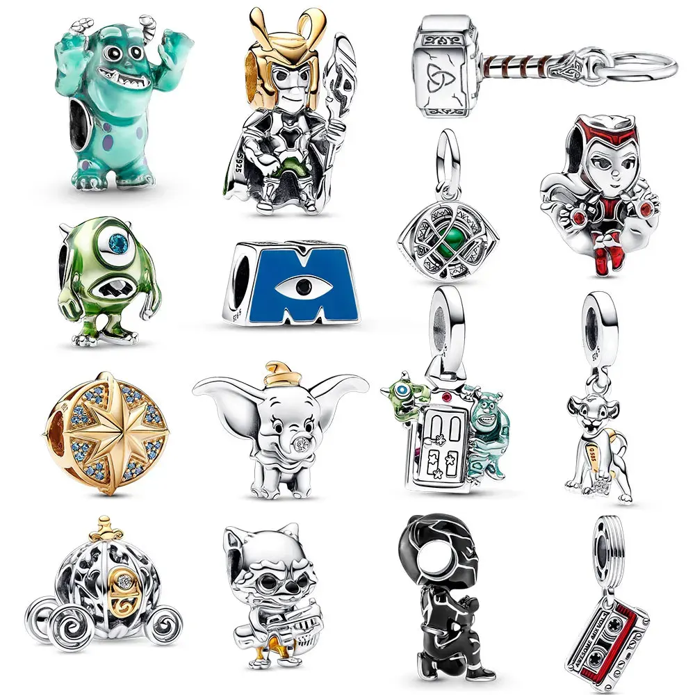 Disney Cartoon Charm Pumpkin Car Bead Fit Original Bracelets For Women Jewelry Dumbo Pendant Witches Gift Diy