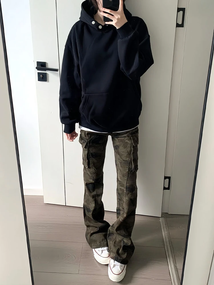 

Redfire American Vibe Slim Fit Camouflage Jeans Straight Leg Slimming Micro Flared Workwear Pants ex mid Waist Zipper